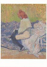 Femme rousse, assise sur un divan (Justine Dieuhl)